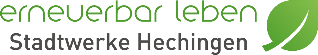 Das Logo "erneuerbar leben" mit einem grünem Blatt.