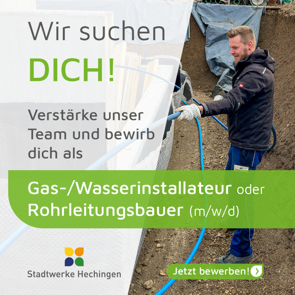 Social Media Post zur Stellenanzeige Gas-/Wasserinstallateur oder Rohrleitungsbauer