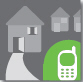 Grafik von einem Haus mit Telefon.