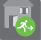Grafik mit einem Haus und einem Exit Symbol.